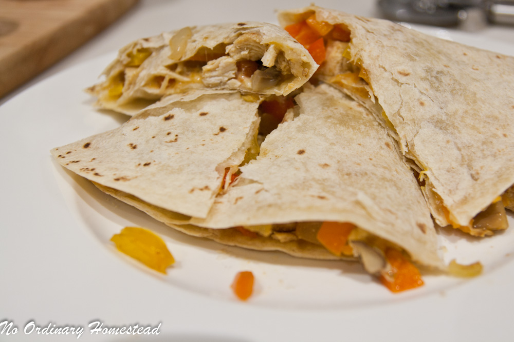 Chicken quesadillas make me go YUM!