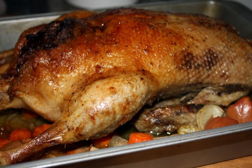 Roasted stuffed duck