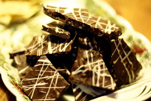 Chocolate Bark with Almonds and Cranberries