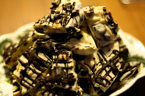White Chocolate Bark Almonds and Cranberries