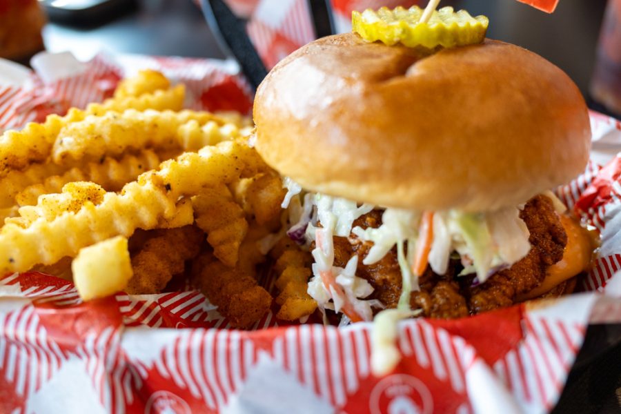 Nashville hot chicken sandwich at Hattie B’s