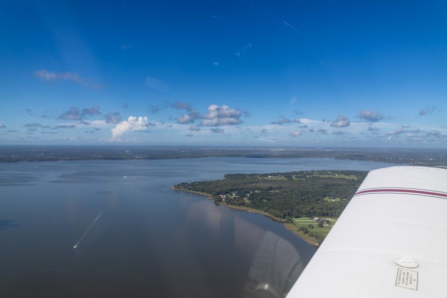 Flying over the lakes near Tavares, Florida