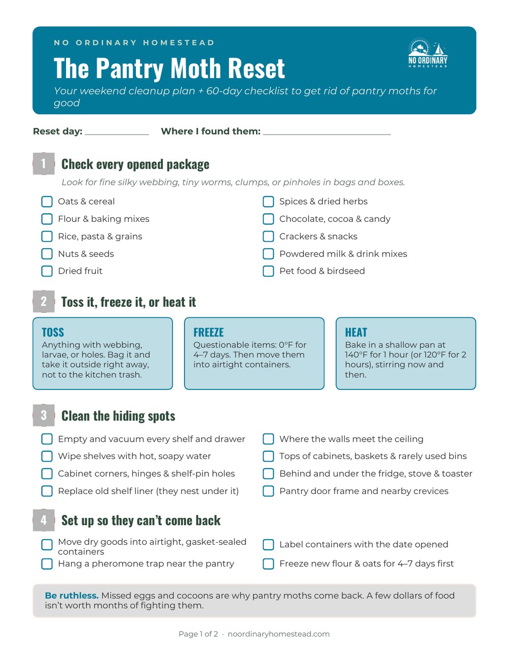 The Pantry Moth Reset checklist