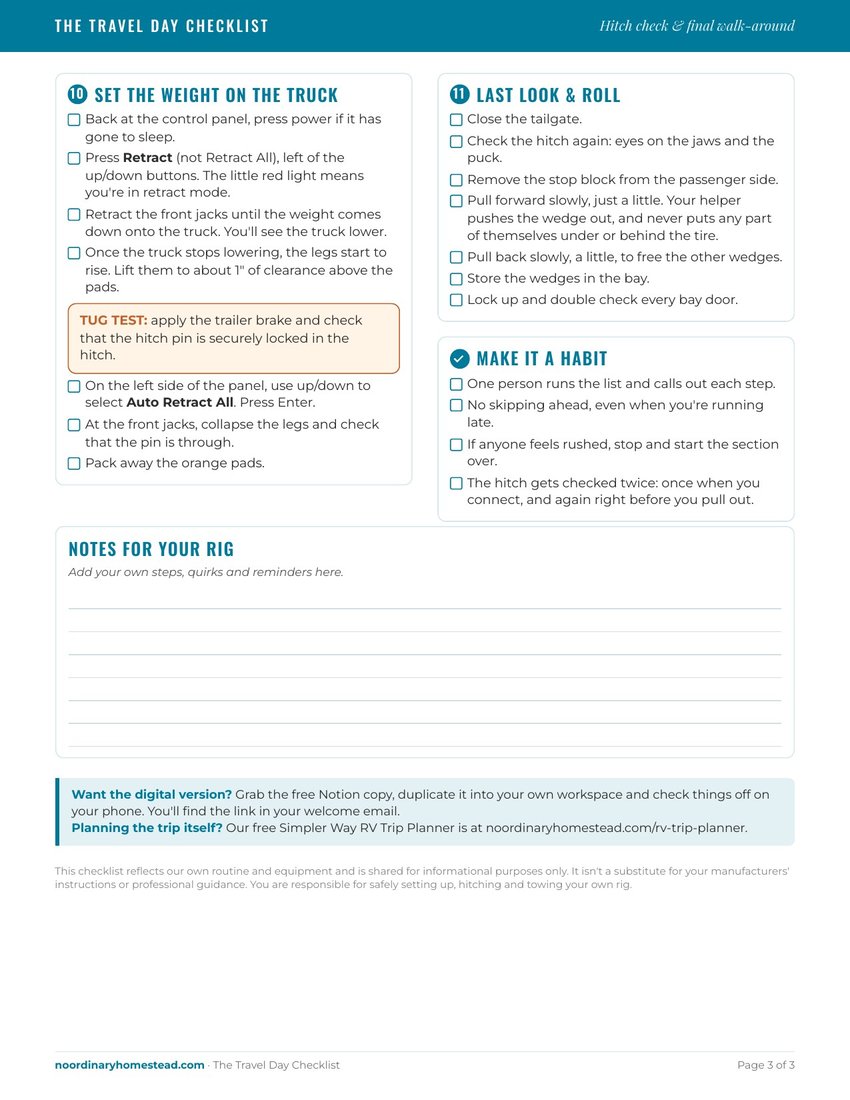 Page 3 of the Travel Day Checklist