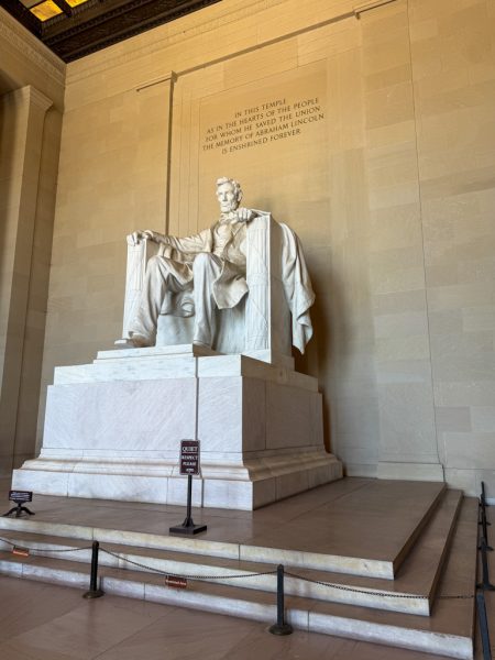 The Lincoln statue inside the Lincoln Memorial