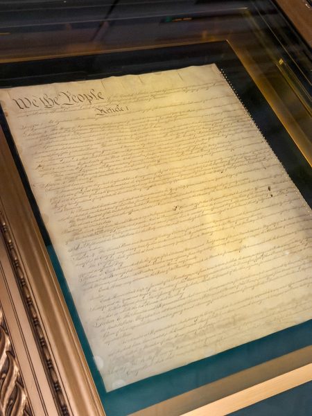 A founding document on display at the National Archives
