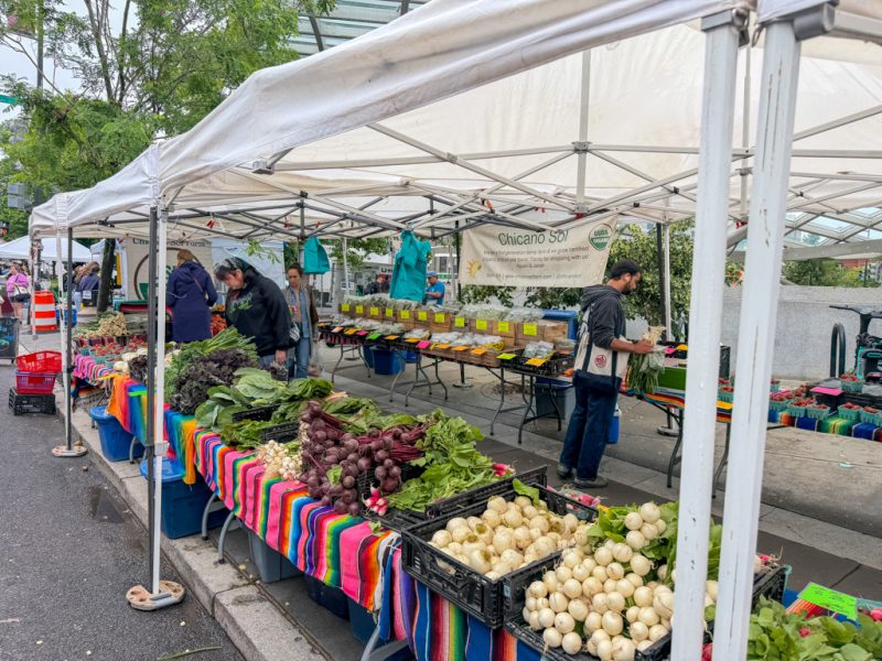 Produce stalls at the FRESHFARM Dupont Circle farmers market